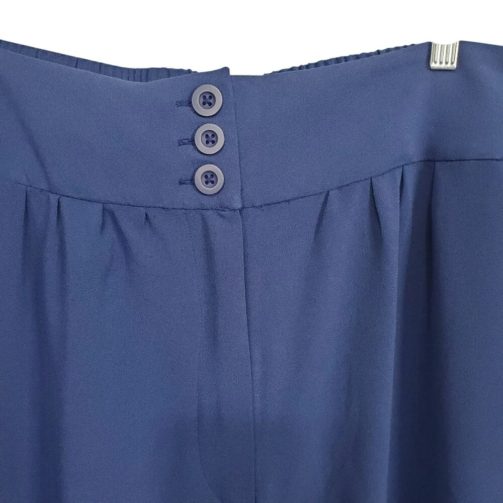 Melissa McCarthy NEW 1X Pants Flowy Cropped Capri Button Cuff Elastic Waist Hems - Picture 5 of 12